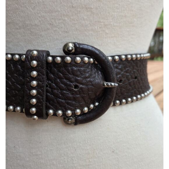Leatherock Wide Studded Leather Belt Brown Western Boho Statement Size L main image 5